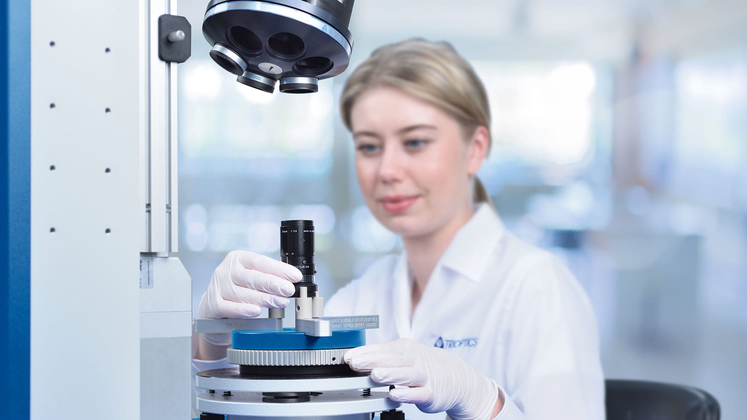 Woman does a  measurement on the machine